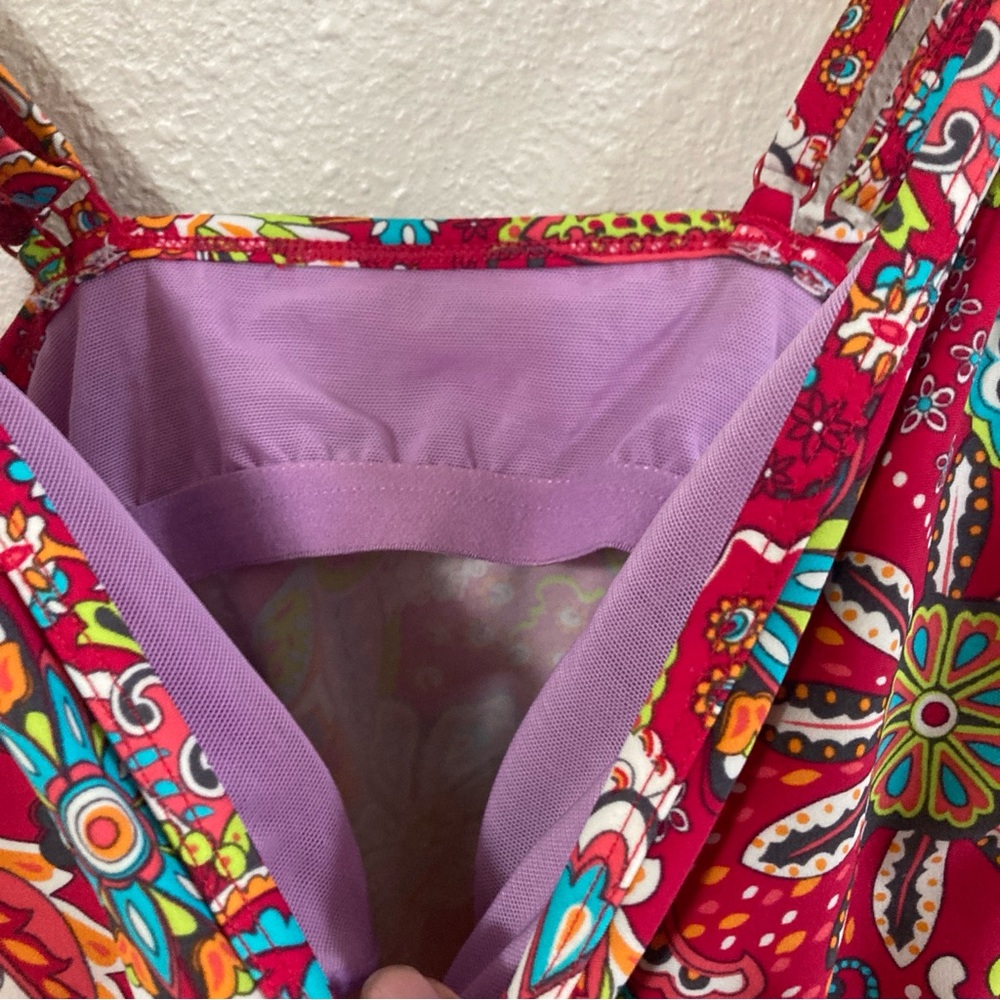 Athleta Tankini Top Swinsuit  Paisley Red Floral Print 36 B/C - Picture 8 of 15